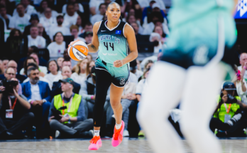 Betnia Laney-Hamilton reacts to the WNBA’s New York Liberty win